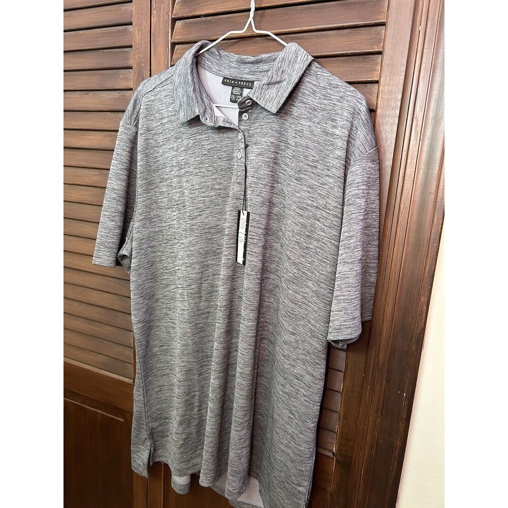 Men's Prim + Preux Gray Short Sleeved Polo Shirt - New with Tag- 2XL